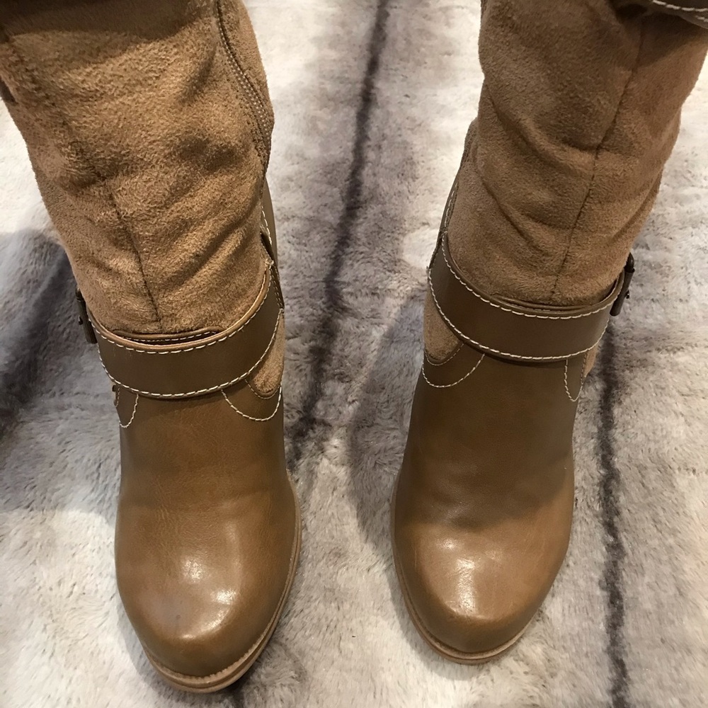 Tall brown boots with heels